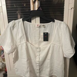 Levi's Cream Button-Up Blouse
